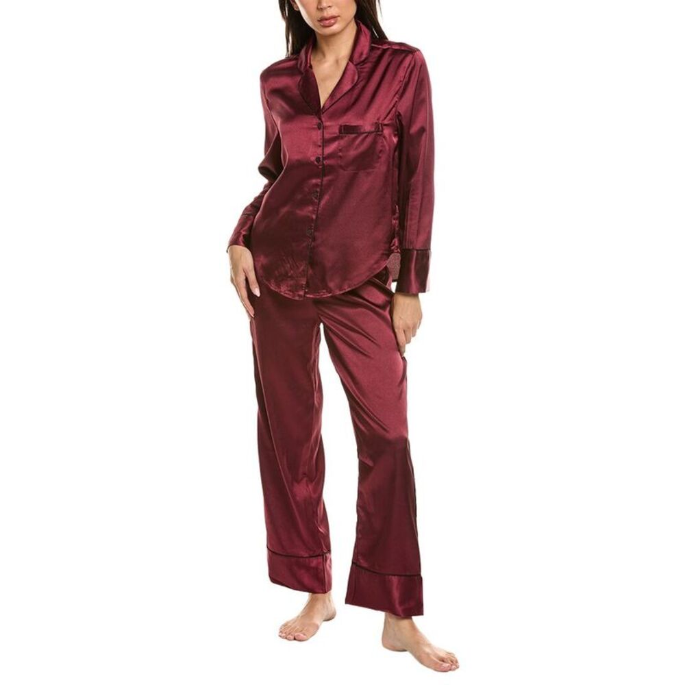 Marion Womens  2Pc Satin Pajama Set, Red